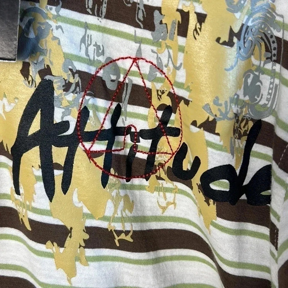 NWT, retro AIRWALK striped men polo shirt,2 tone,cosplay,ASO Big Bang, 70’s, - Picture 3 of 15